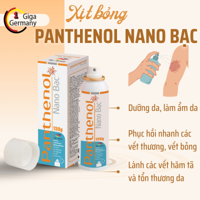 Xịt bỏng Panthenol Nano Bạc hỗ trợ mau lành vết bỏng, vết thương ngoài da, cháy nắng (chai 130g)
