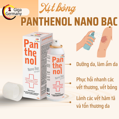 Xịt bỏng Panthenol Nano Bạc hỗ trợ mau lành vết bỏng, vết thương ngoài da, cháy nắng (chai 130g)