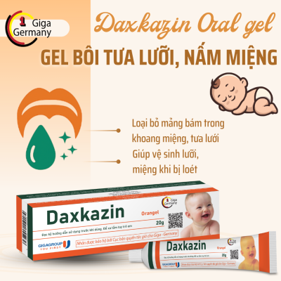 Daxkazin Oral Gel bôi tưa lưỡi, nấm miệng, viêm miệng dùng được cho trẻ sơ sinh, tuýp 20g
