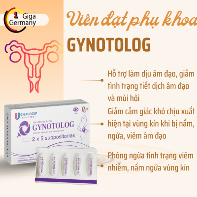 Viên đặt hỗ trợ phụ khoa GYNOTOLOG hỗ trợ viêm nhiễm, nấm ngứa, khử mùi phụ khoa ( Hộp 2 vỉ x 5 viên)