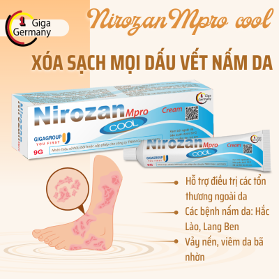 Nirozan Mpro cool bôi nấm ngoài da, lang ben, hắc lào tuýp 10g