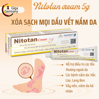 Nitotan cream bôi nấm ngoài da, lang ben, hắc lào tuýp 5g