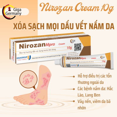 Nirozan Mpro cream bôi nấm ngoài da, lang ben, hắc lào tuýp 10g