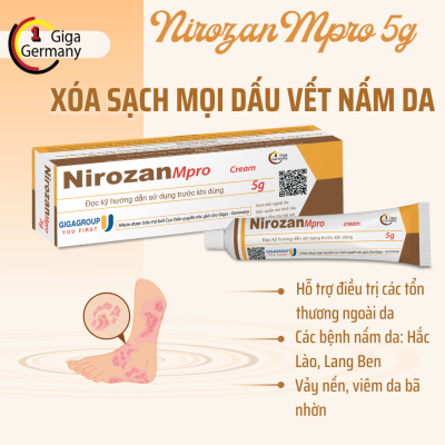 Nirozan Mpro cream bôi nấm ngoài da, lang ben, hắc lào tuýp 5g GIGA GERMANY