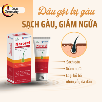 Dầu gội sạch gàu Narorel Tuýp 50g, giảm ngứa, loại bỏ bã nhờn da dầu, hàng chính hãng